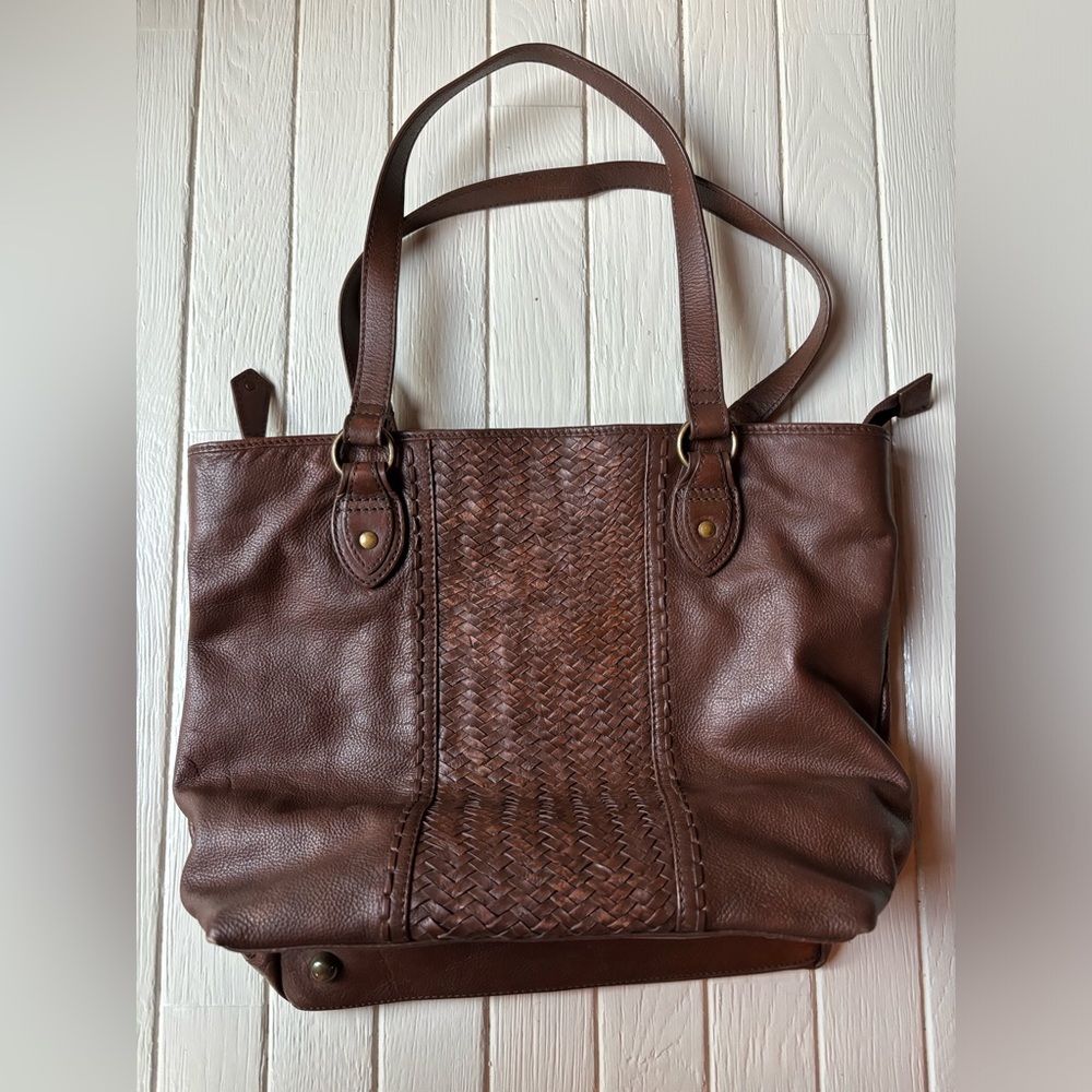 Cleo + Wolf Women's Basketweave Leather Tote Purse Handbag - Picture 3 of 12